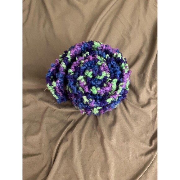 Cozy Handknit Scarf in Blue, Purple, & Green - Picture 5 of 10